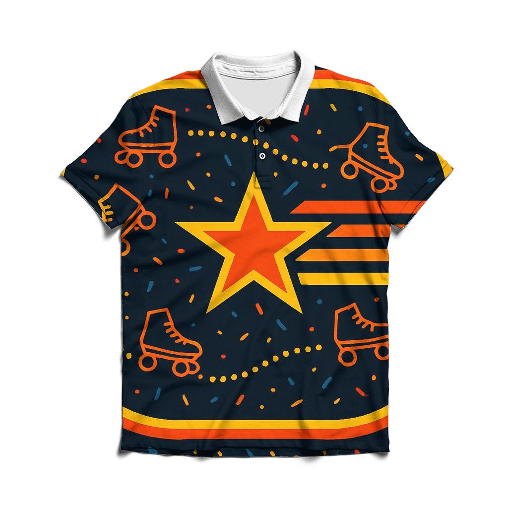 Retro Roller Skate Rink Glow stylish collar polo tees