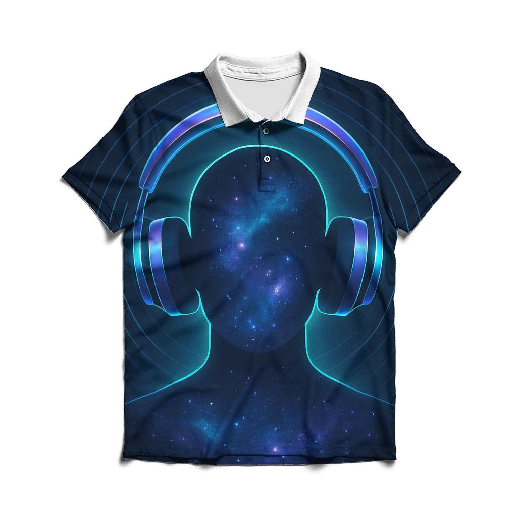 Holographic Headphone Halo casual sports polo shirts