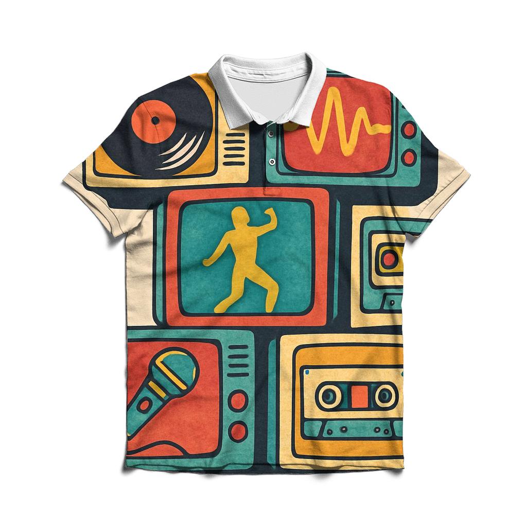 Retro TV Music Marathon embroidered polo tops