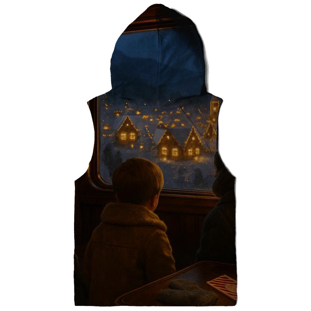 Snowy Train Ride To The Christmas Village printed hoodies