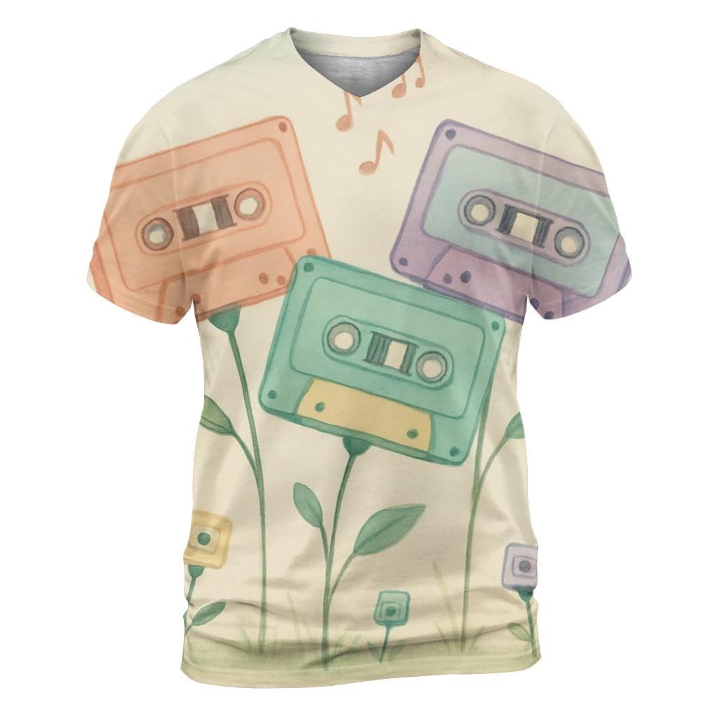 Pastel Cassette Garden unique graphic print tees