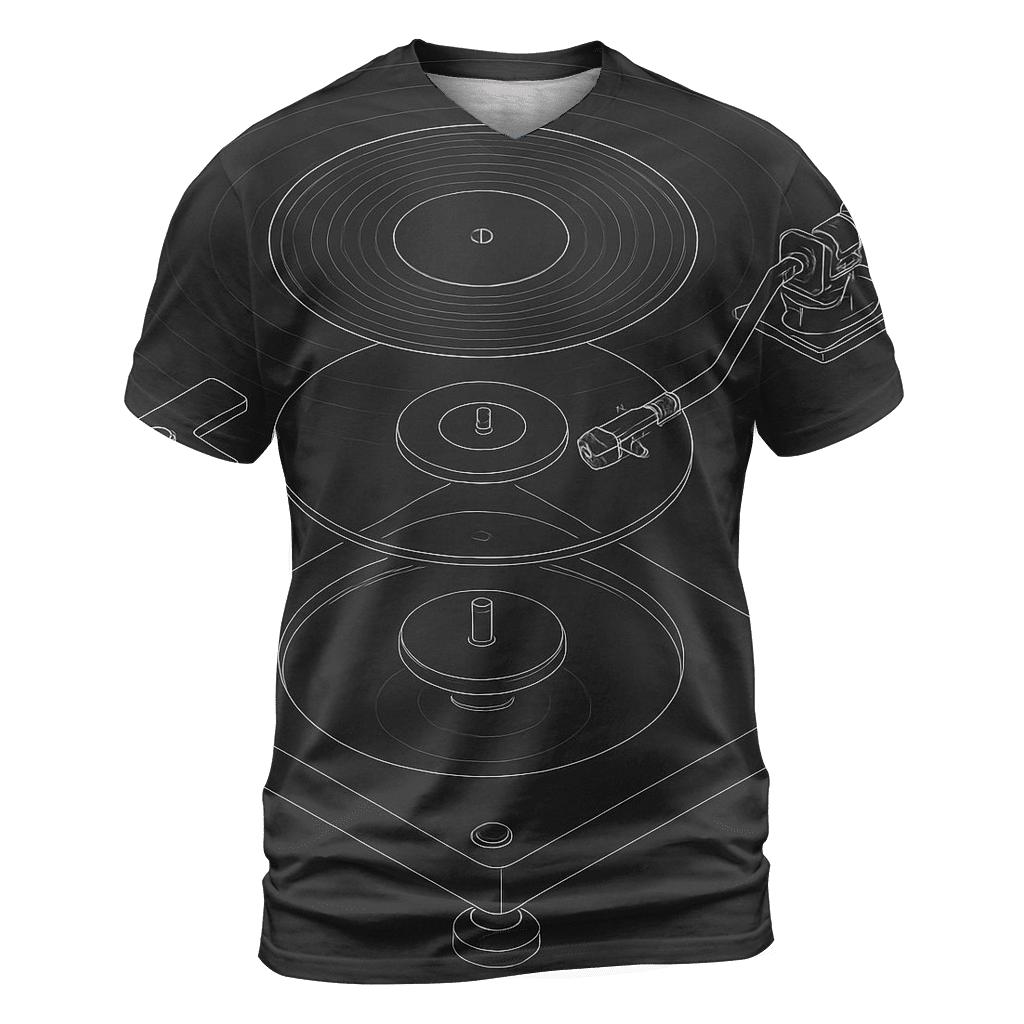 Monochrome Turntable Blueprint creative print fashion shirts