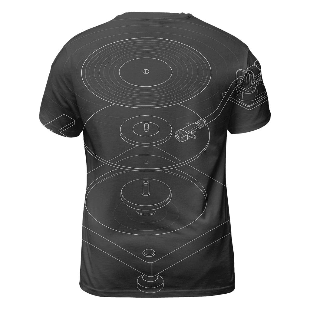Monochrome Turntable Blueprint creative print fashion shirts