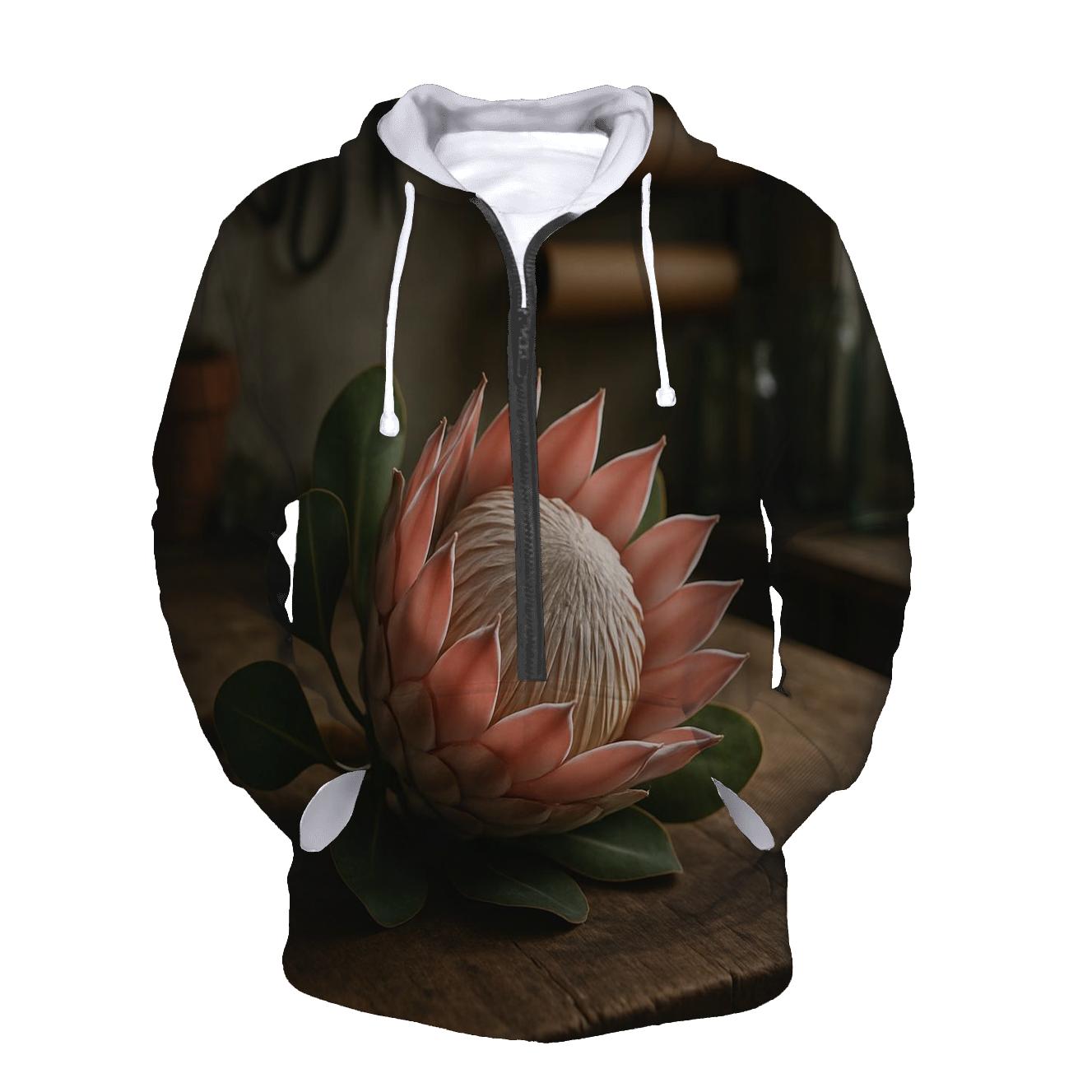 Protea Study On Weathered Workbench printed hoodies