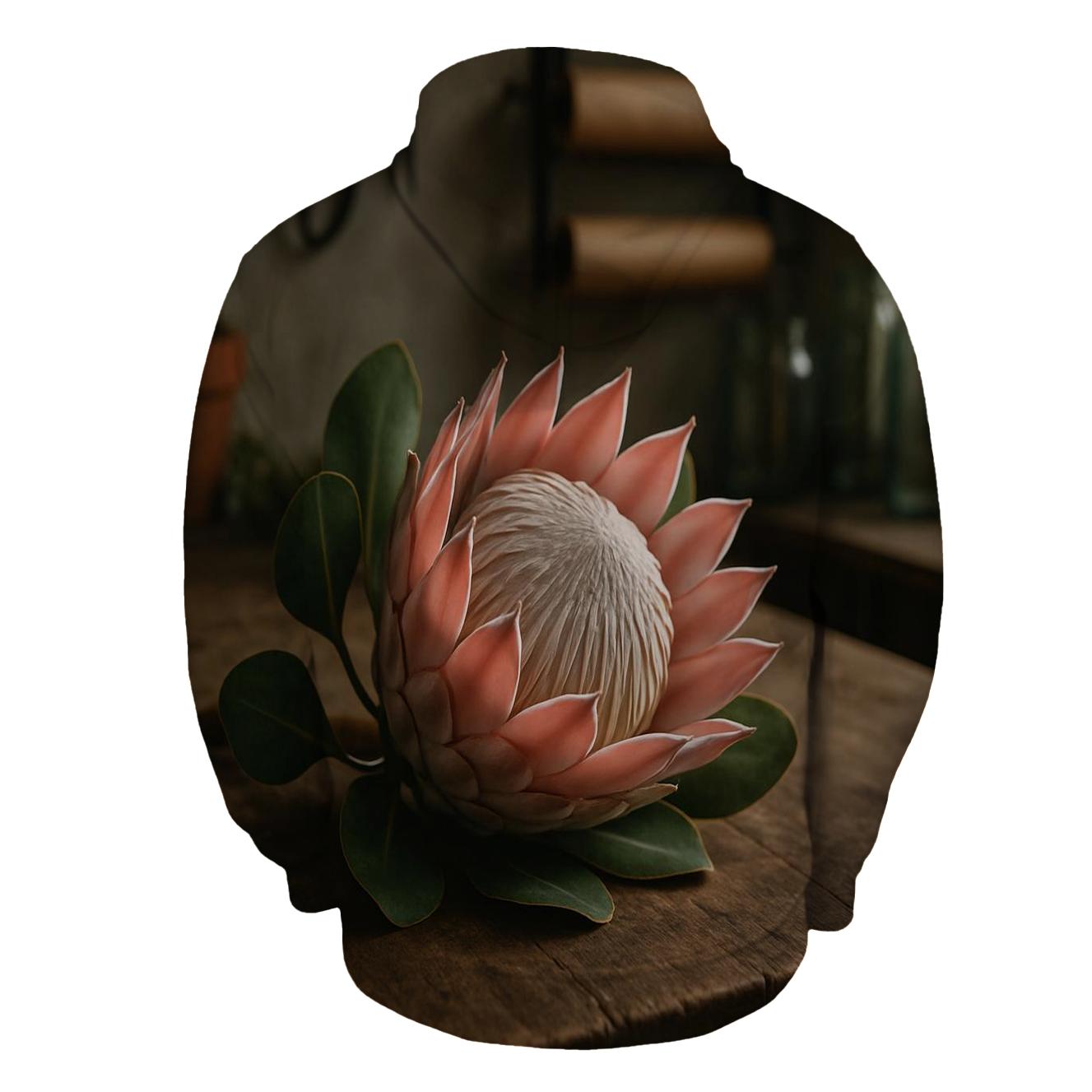Protea Study On Weathered Workbench printed hoodies