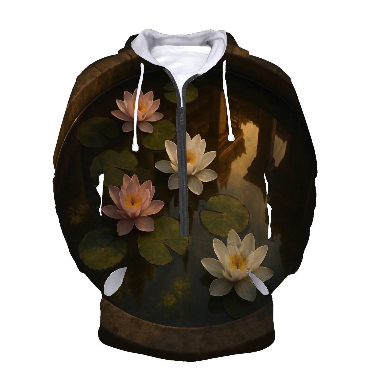 Water Lilies In Reflected Temple Courtyard pullover hoodies