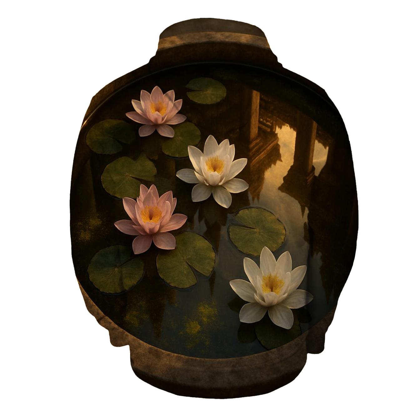 Water Lilies In Reflected Temple Courtyard pullover hoodies