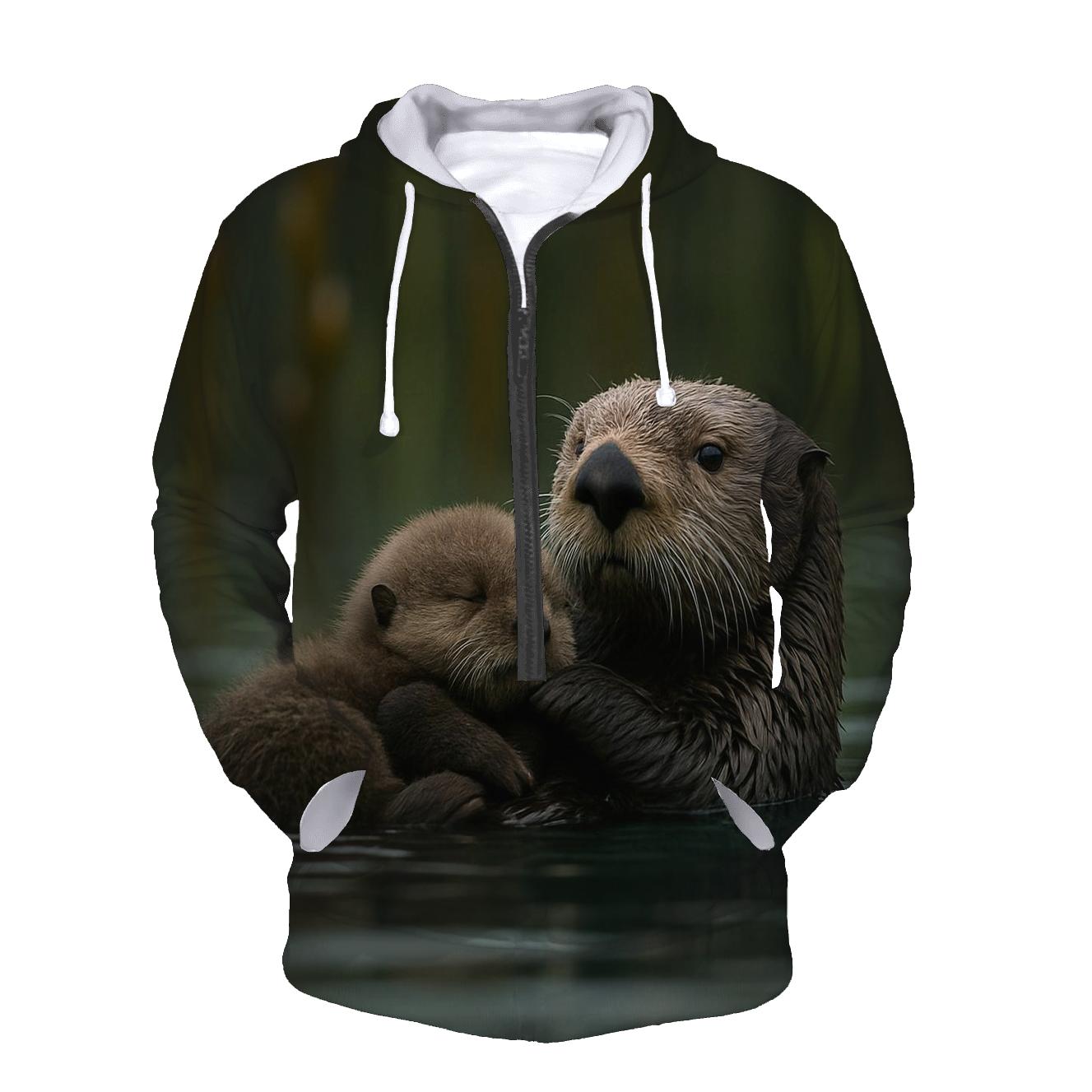 Kelp Forest Sea Otter Cradle embroidered hoodies