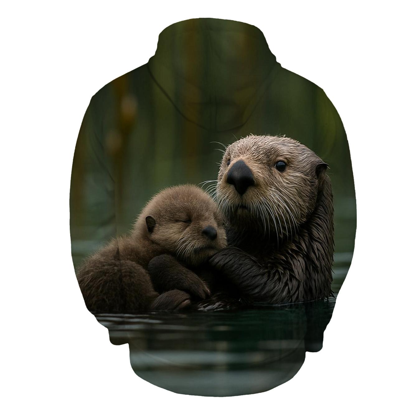Kelp Forest Sea Otter Cradle embroidered hoodies