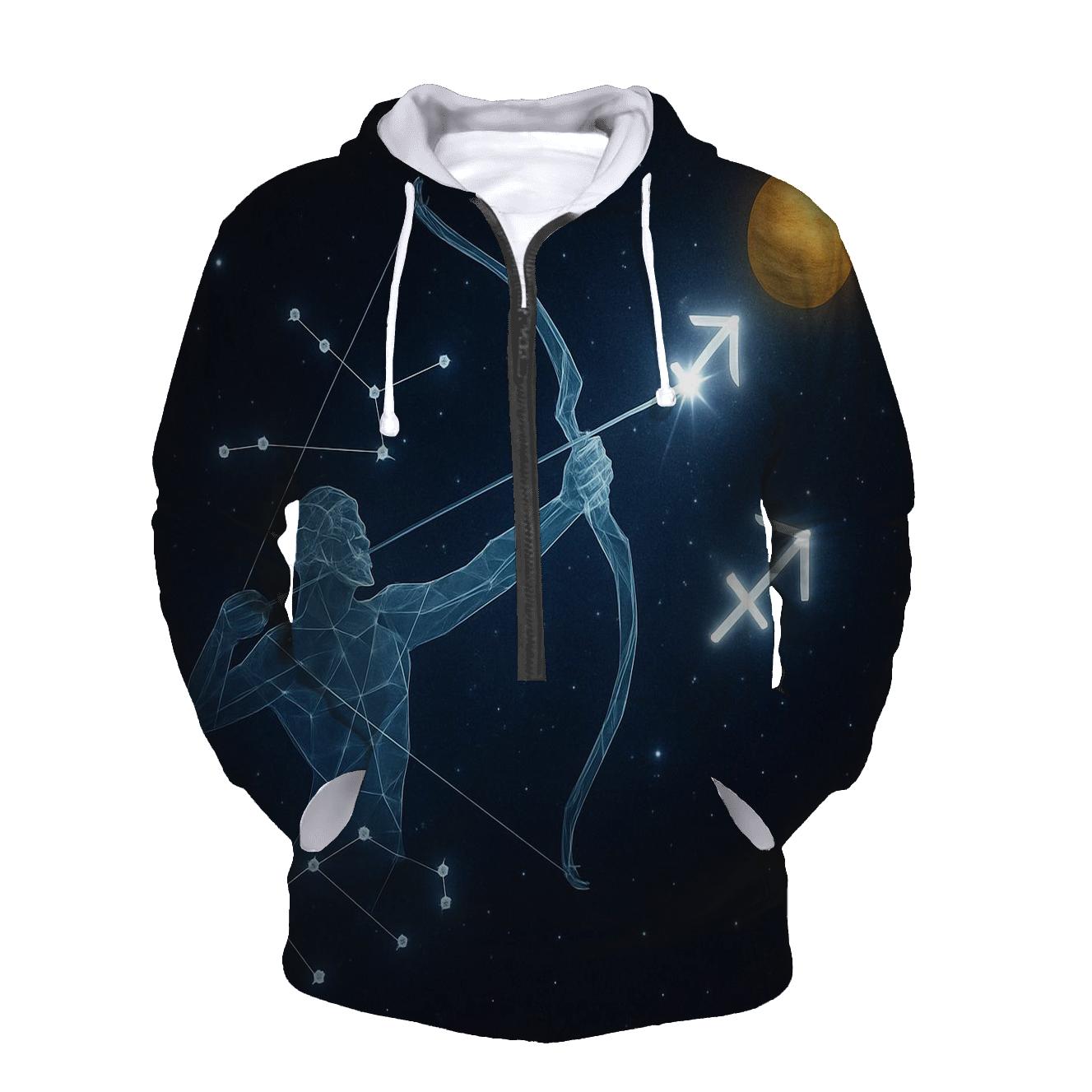 Sagittarius Cosmic Archer Trajectory graphic hoodies