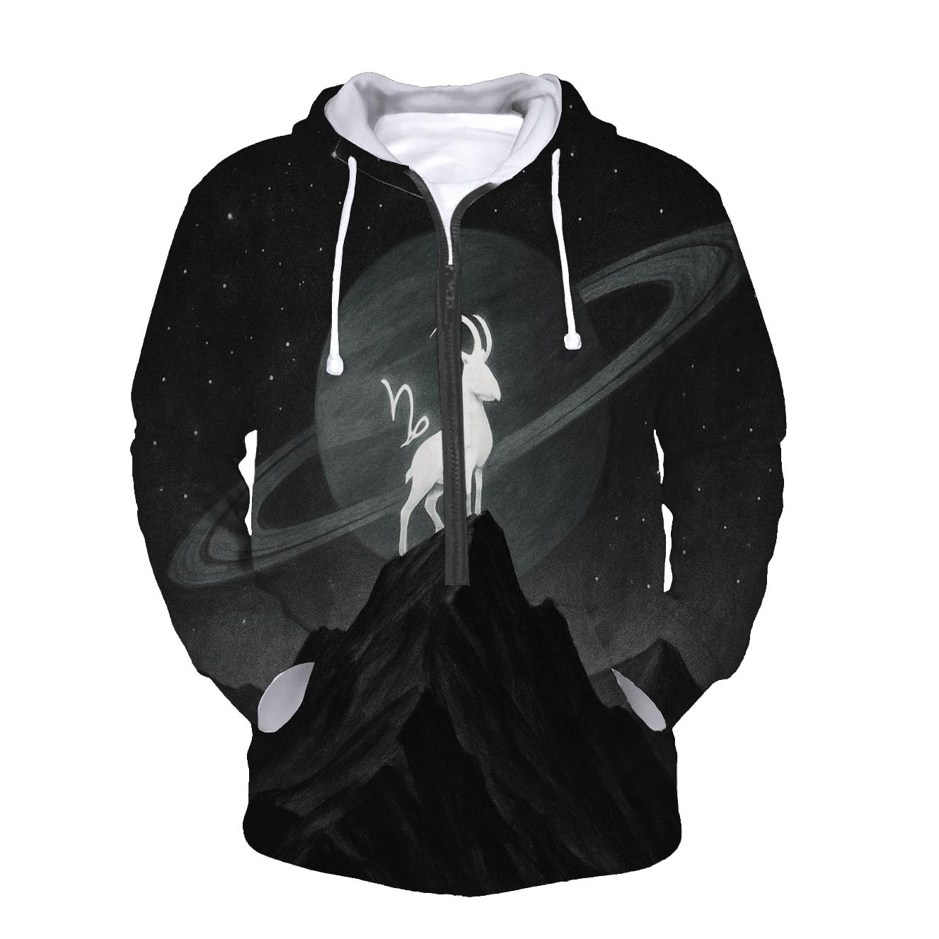 Capricorn Mountain Ringed Planet zip-up hoodies