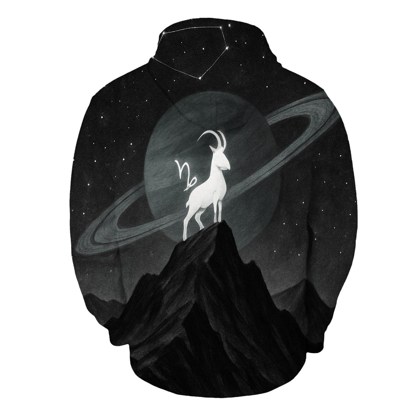 Capricorn Mountain Ringed Planet zip-up hoodies