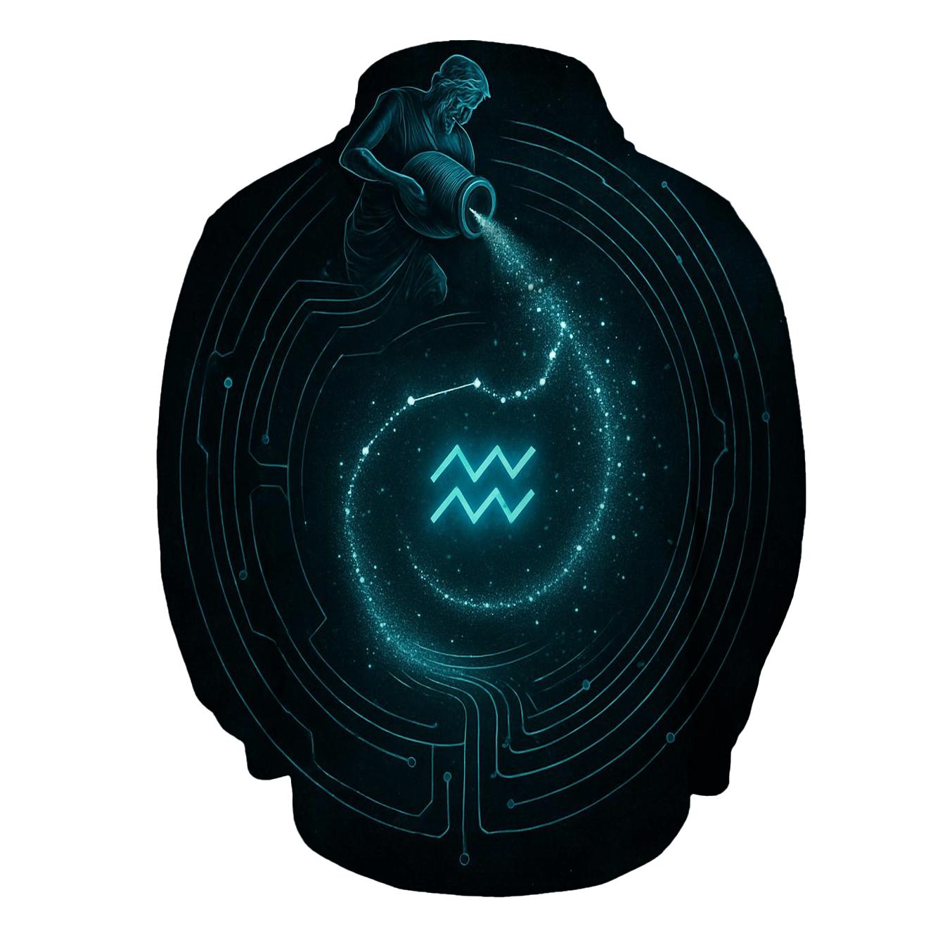 Aquarius Celestial Water Circuit graphic hoodies