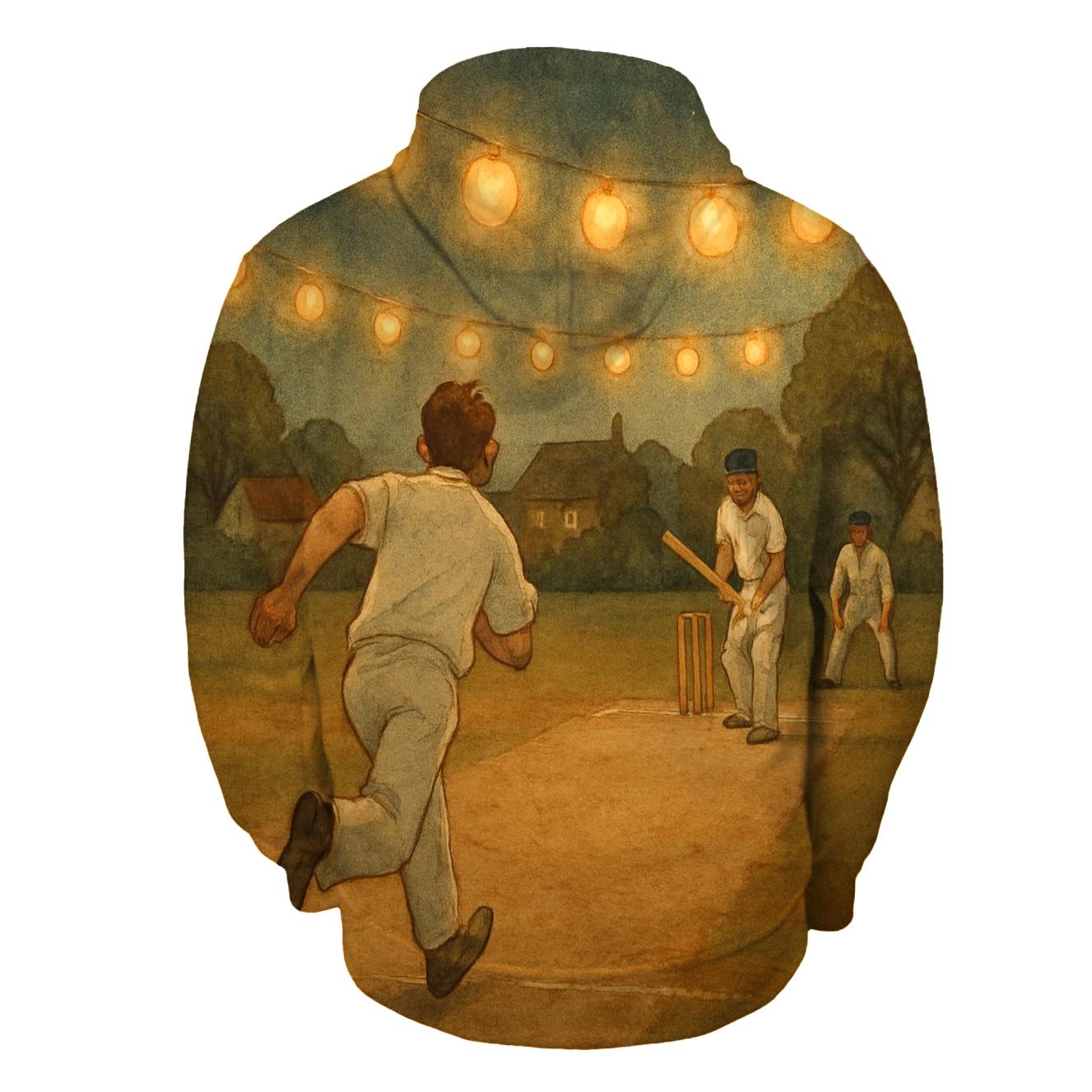 Nighttime Cricket Under Lanterns graphic hoodies