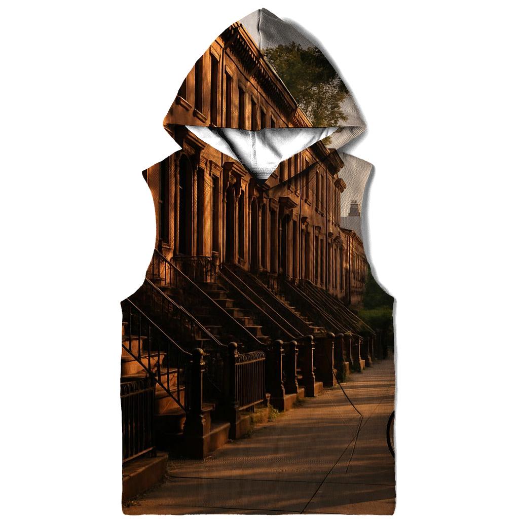 Brooklyn Brownstone Block With Distant Skyline Glimpses hoodie styles