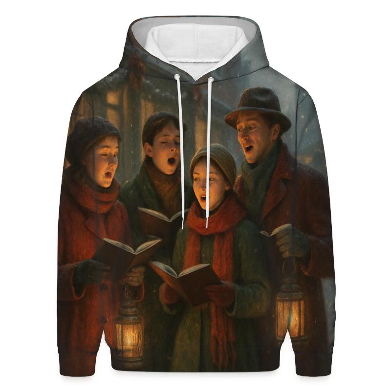 Candlelit Carolers On The Snowy Corner graphic hoodies