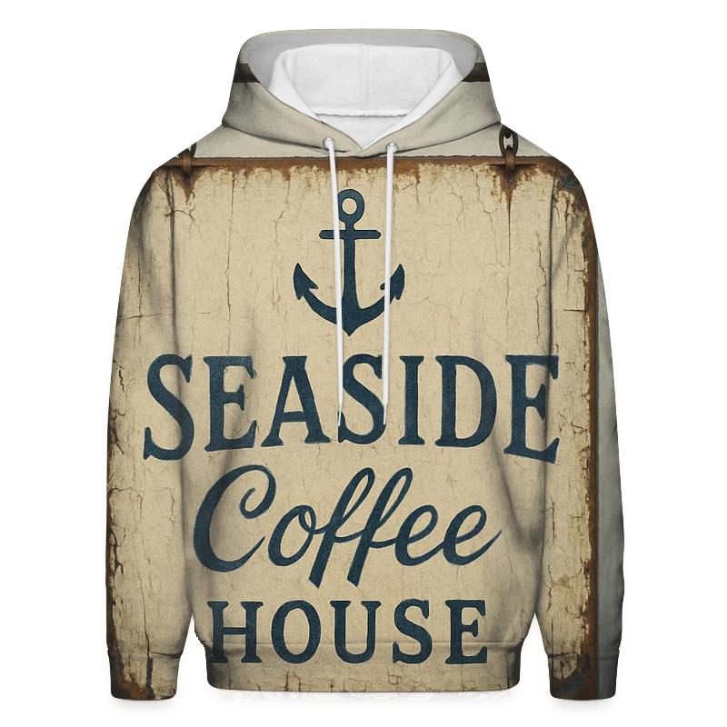 Old Harbor Coffee House Signboard embroidered hoodies