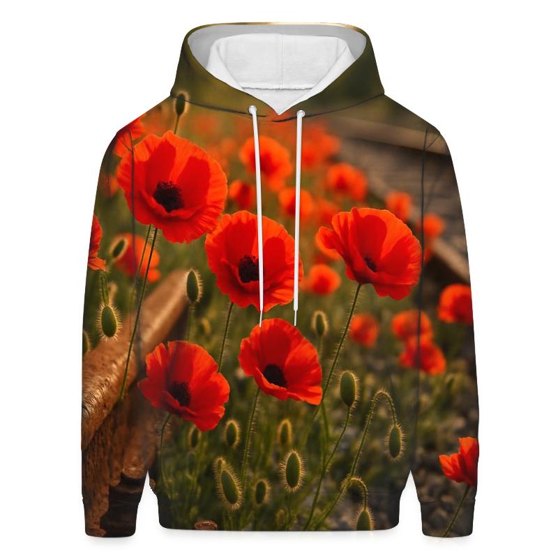 Wild Poppies Along Abandoned Railway custom hoodies