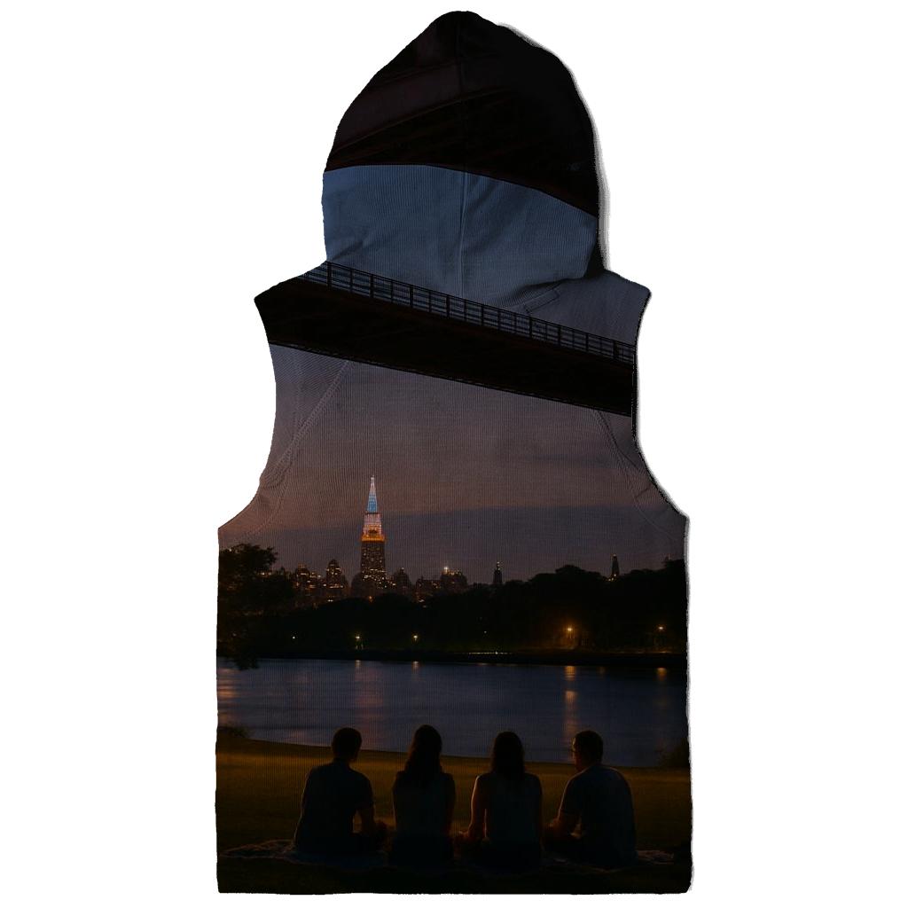 Astoria Park Night Picnic With Distant Midtown Glow embroidered hoodies