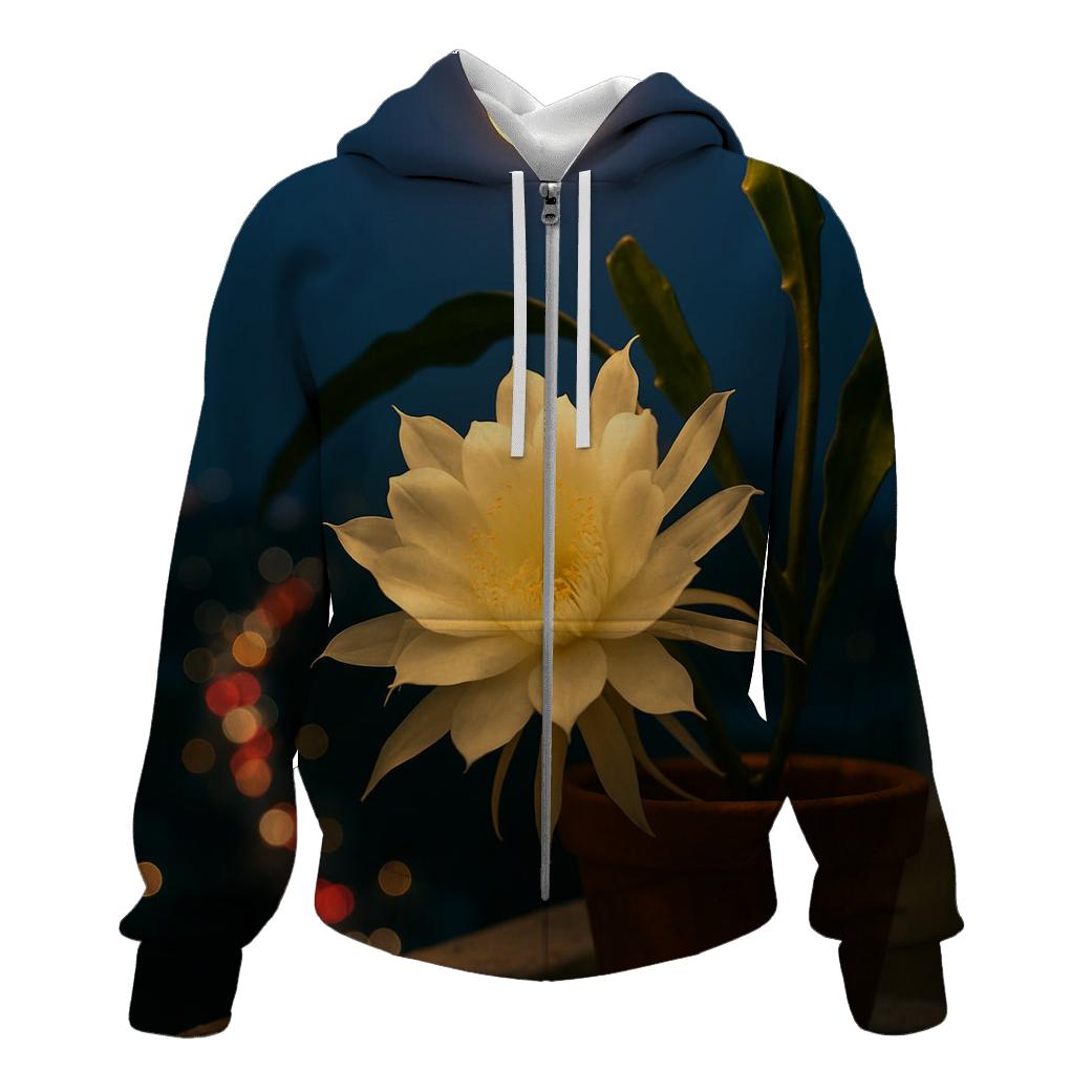 Night Blooming Cereus In Urban Balcony Glow pullover hoodies