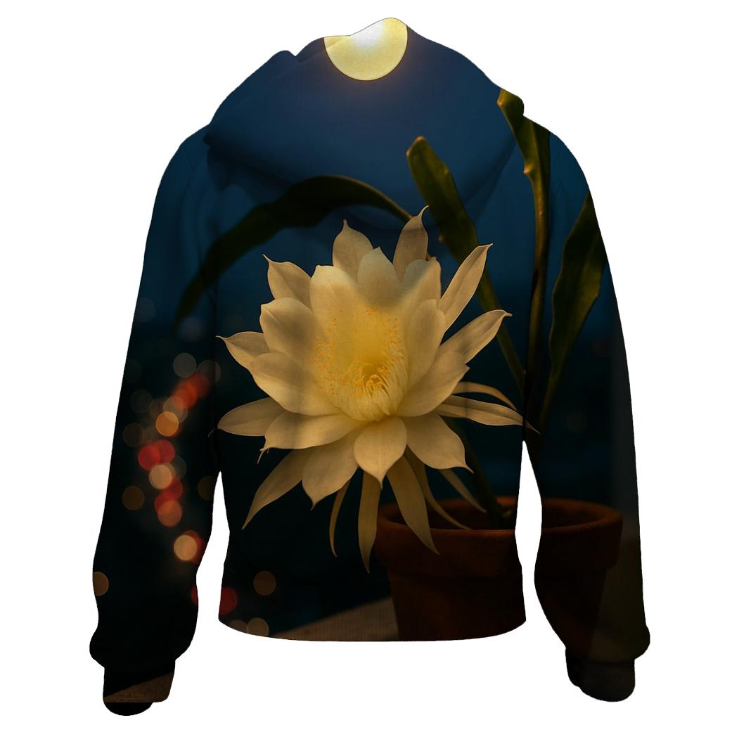 Night Blooming Cereus In Urban Balcony Glow pullover hoodies