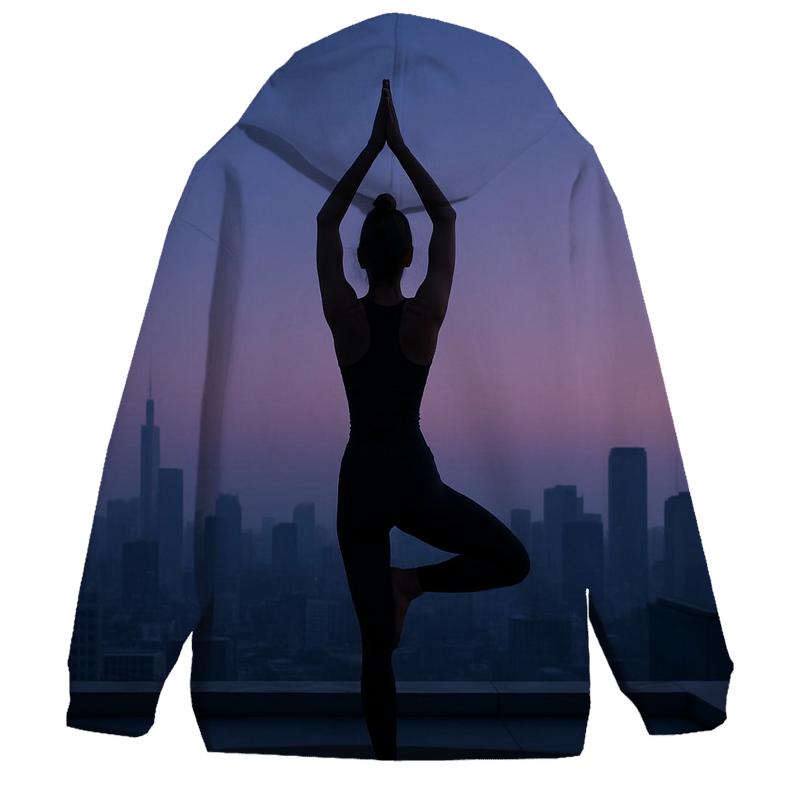 City Rooftop Yoga Flow printed hoodies
