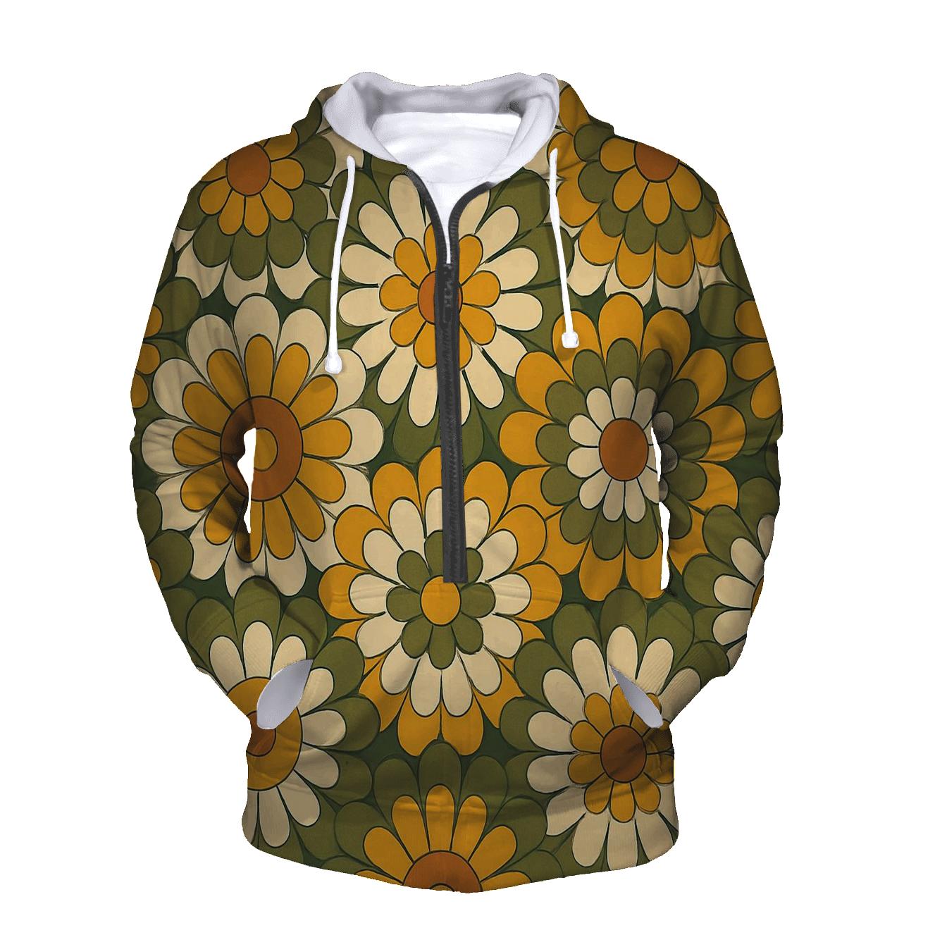 Flower Power Kaleidoscope Rings zip-up hoodies