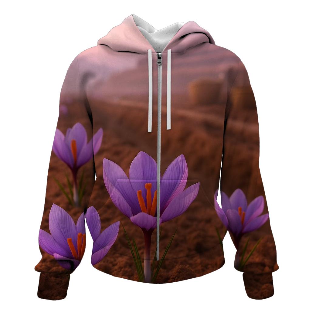 Saffron Crocus Harvest At Dawn premium hoodies