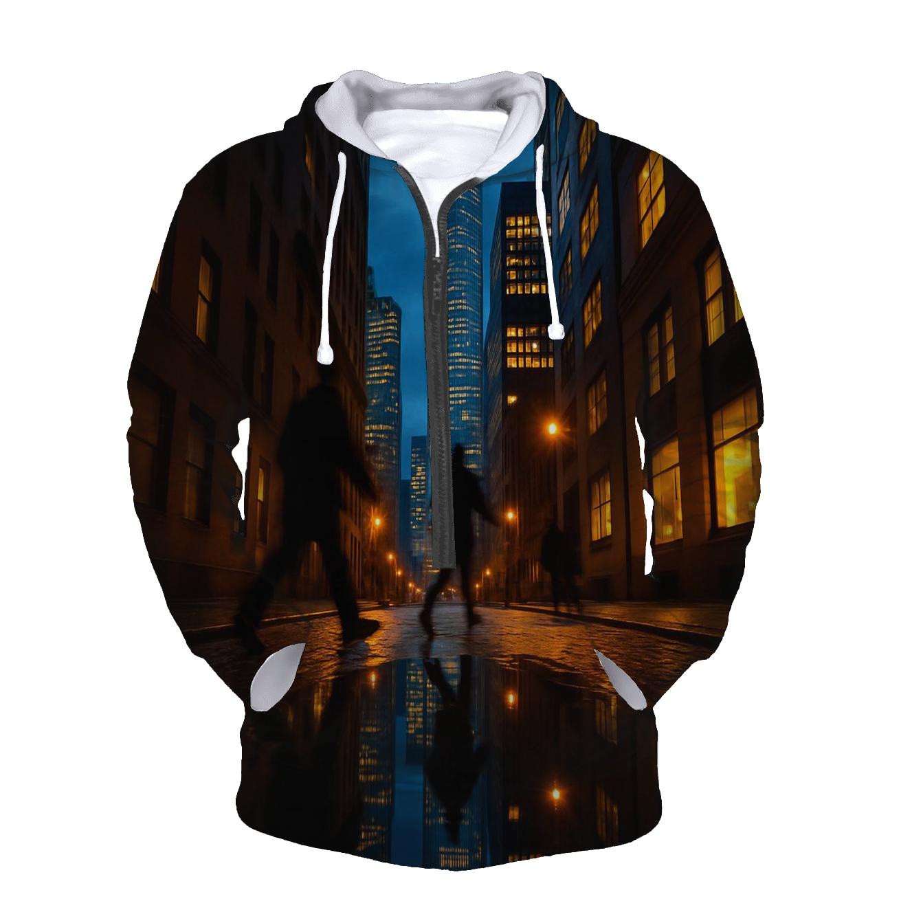 Financial District Blue Hour Reflected In Rain Puddles designer hoodies