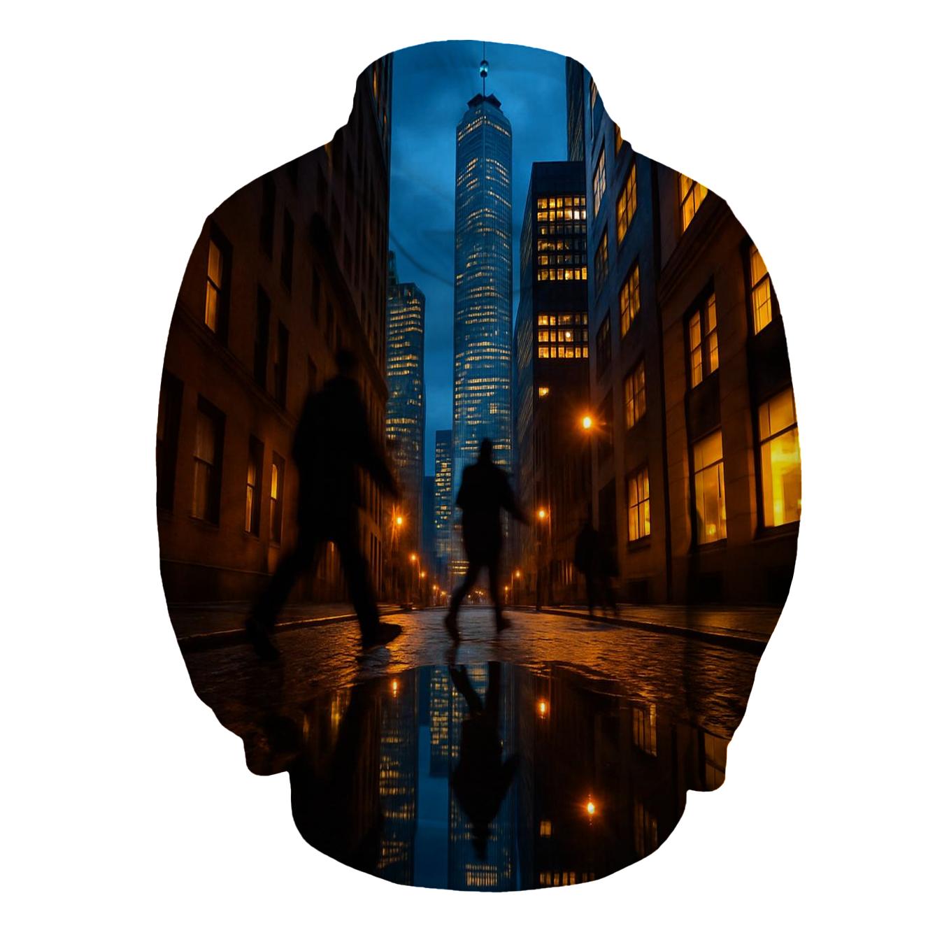 Financial District Blue Hour Reflected In Rain Puddles designer hoodies