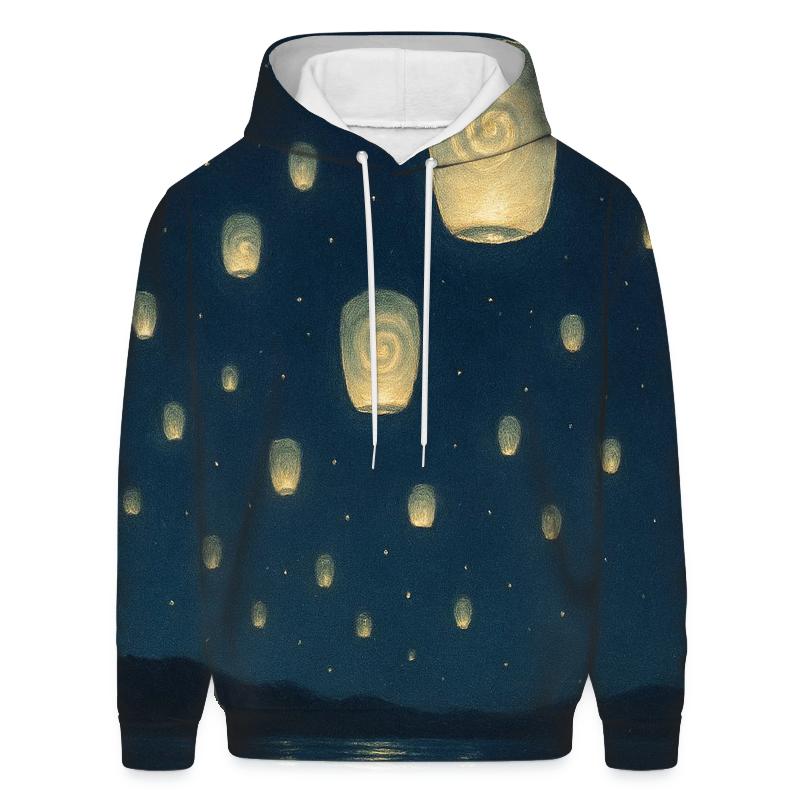 Celestial Drift Lanterns embroidered hoodies
