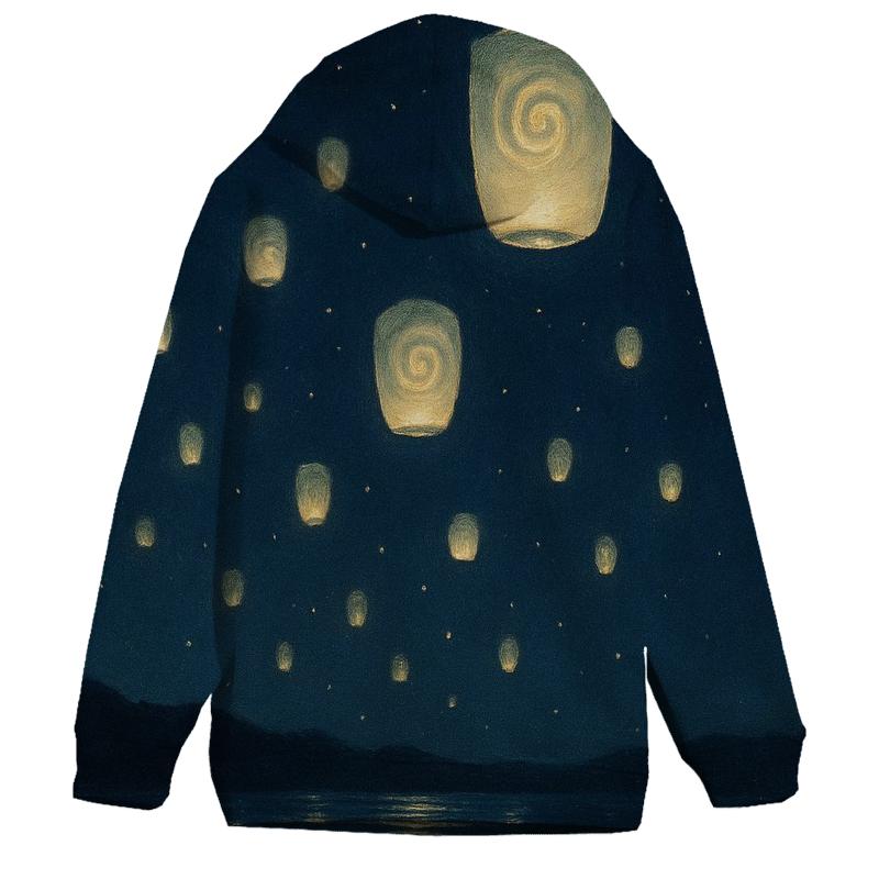 Celestial Drift Lanterns embroidered hoodies
