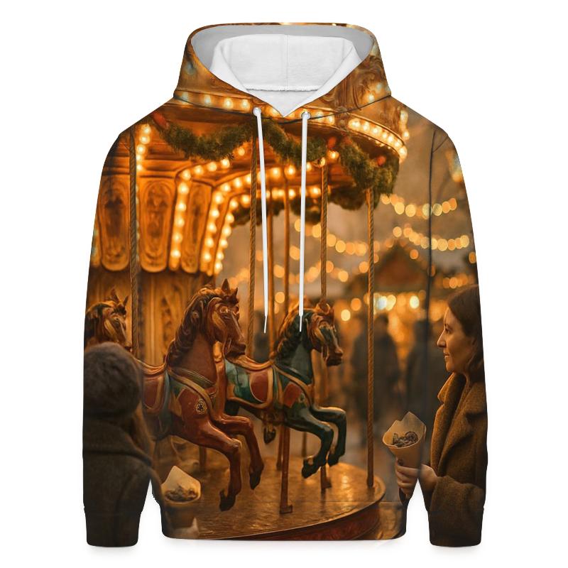 Christmas Market Carousel At Golden Hour lightweight hoodies