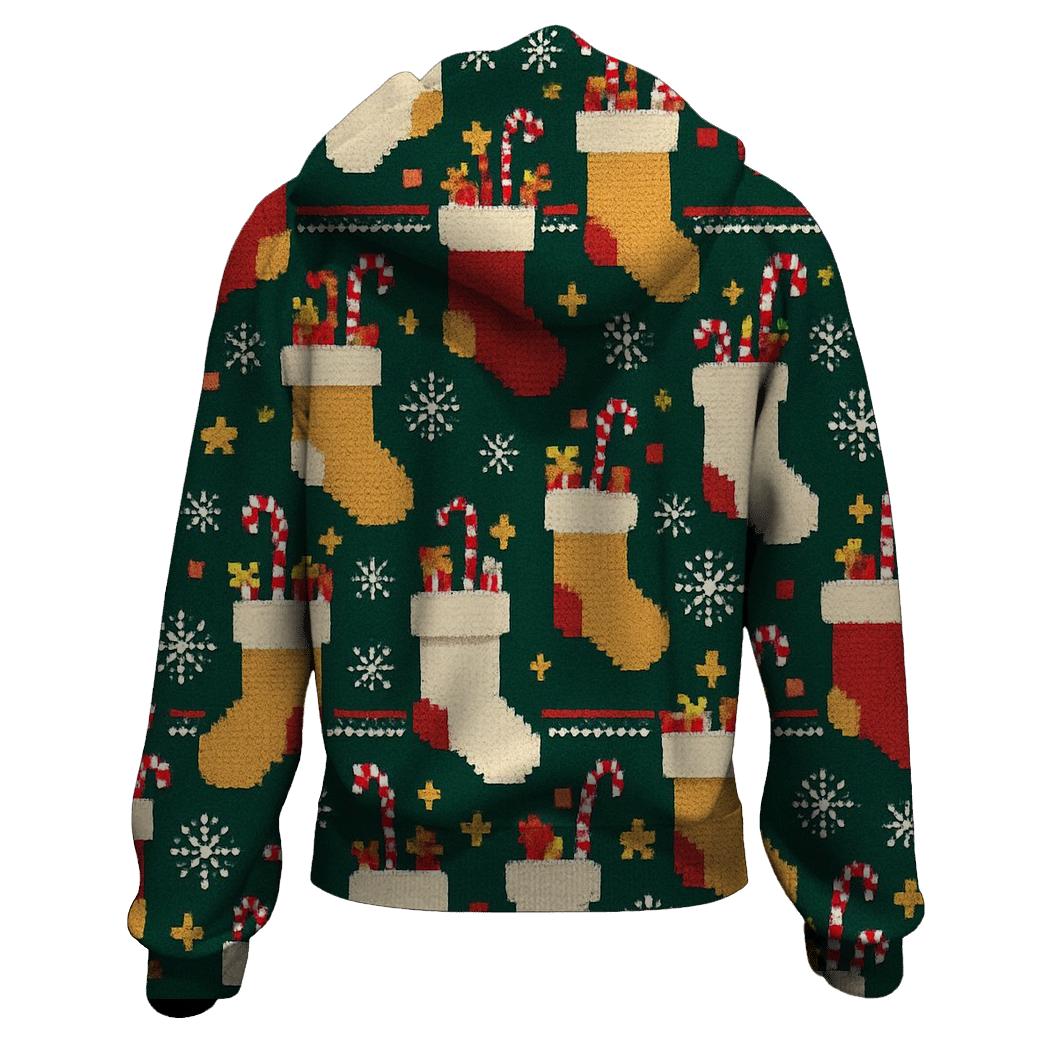 Overstuffed Stocking Staircase Design zip-up hoodies