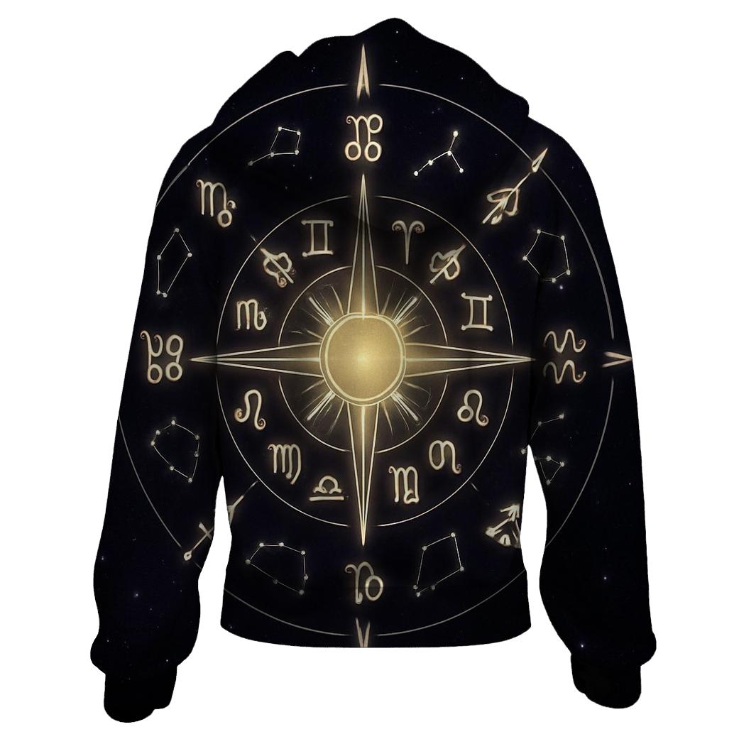 Galactic Zodiac Compass Rose designer hoodies