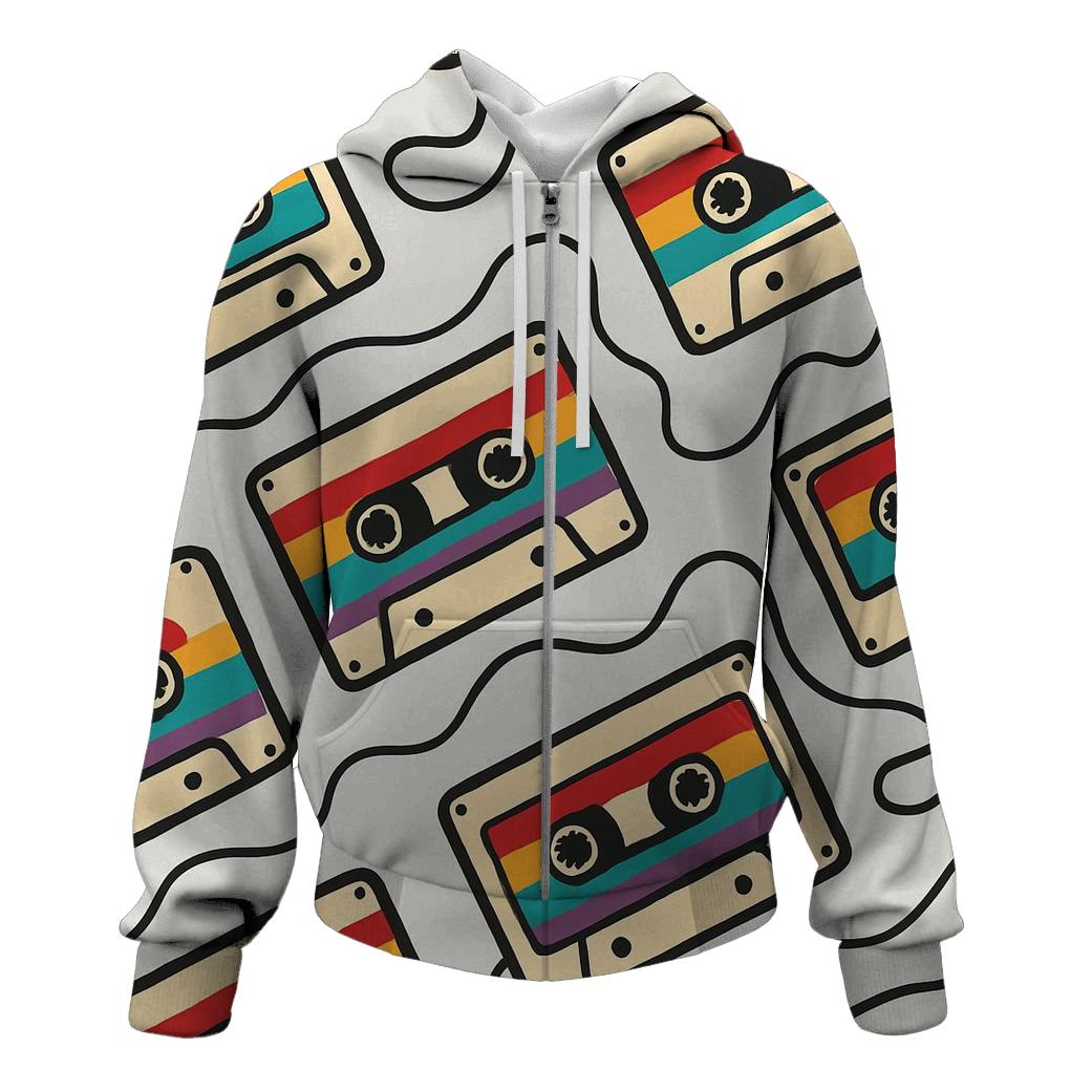 Cassette Rainbow Waves printed hoodies