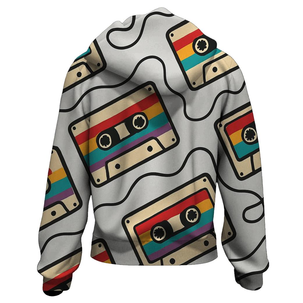 Cassette Rainbow Waves printed hoodies