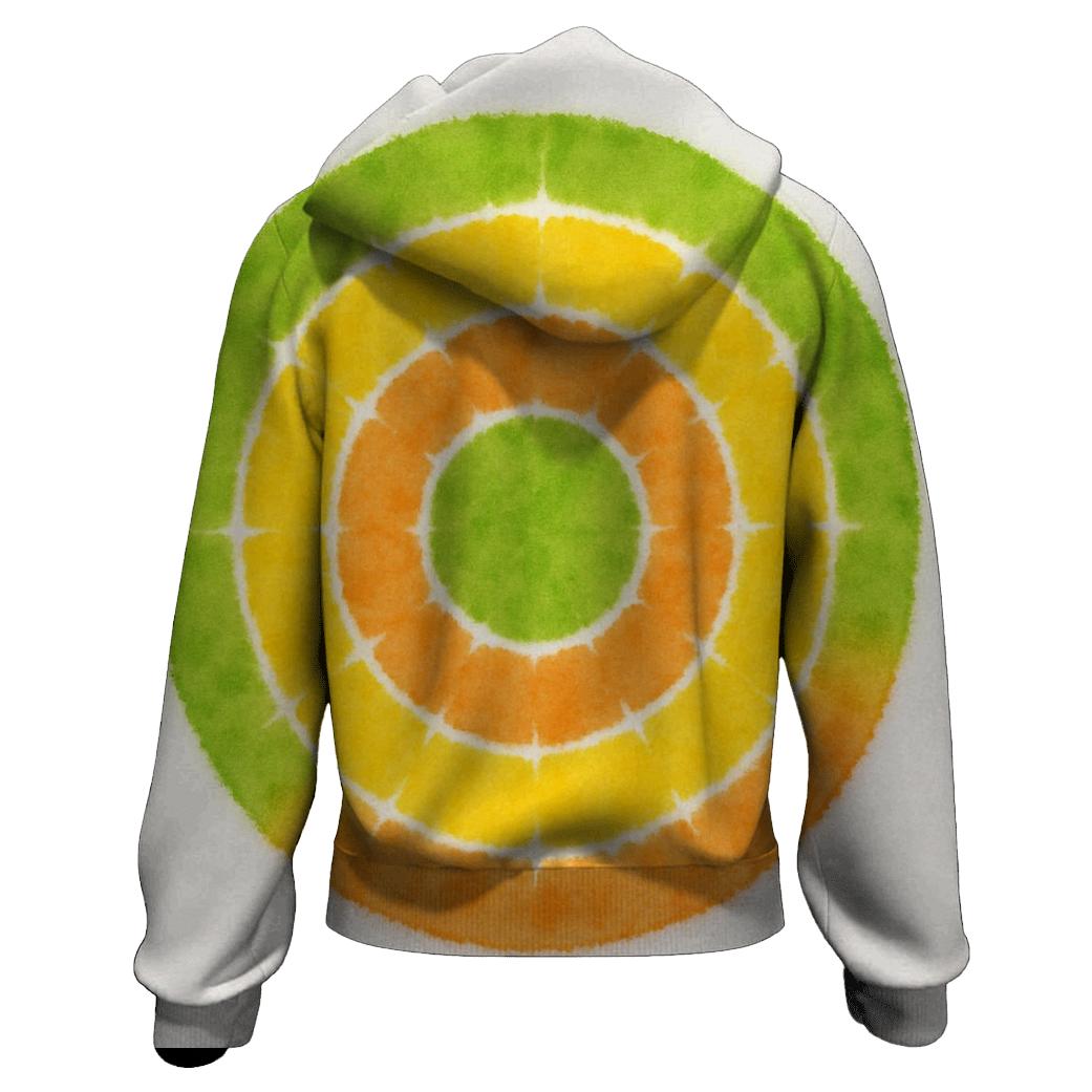 Citrus Bullseye Burst zip-up hoodies