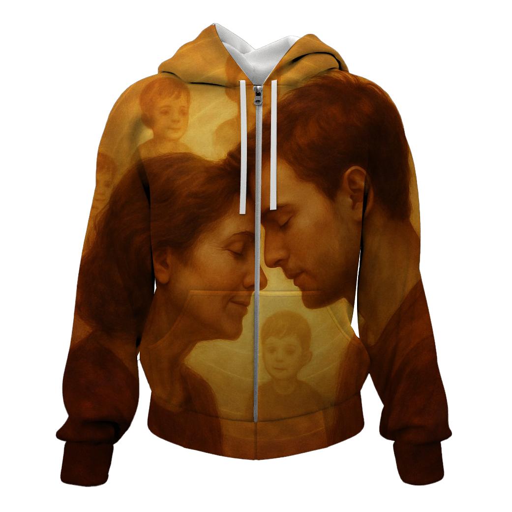 The Heartbeat Between Two Worlds zip-up hoodies