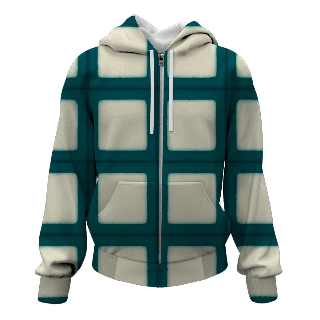 Teal Itajime Window Grid hoodie styles