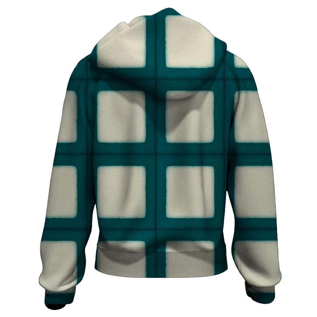Teal Itajime Window Grid hoodie styles