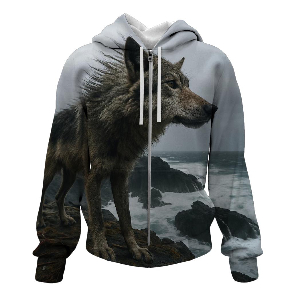 Coastal Cliff Updraft Wolf zip-up hoodies