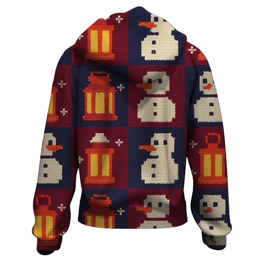 Snowman Lantern Checkerboard Design custom hoodies