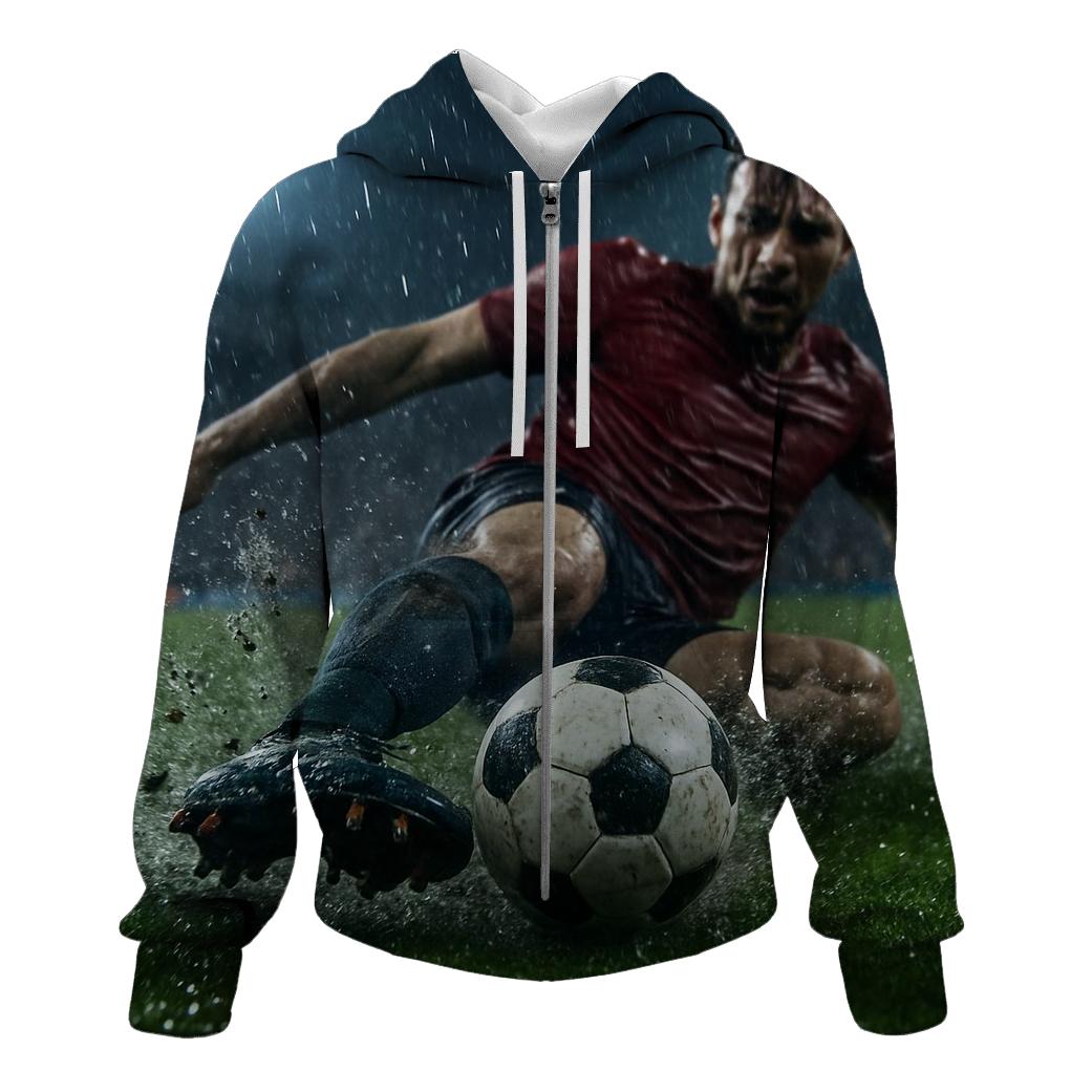 Rain Soaked Football Glory printed hoodies