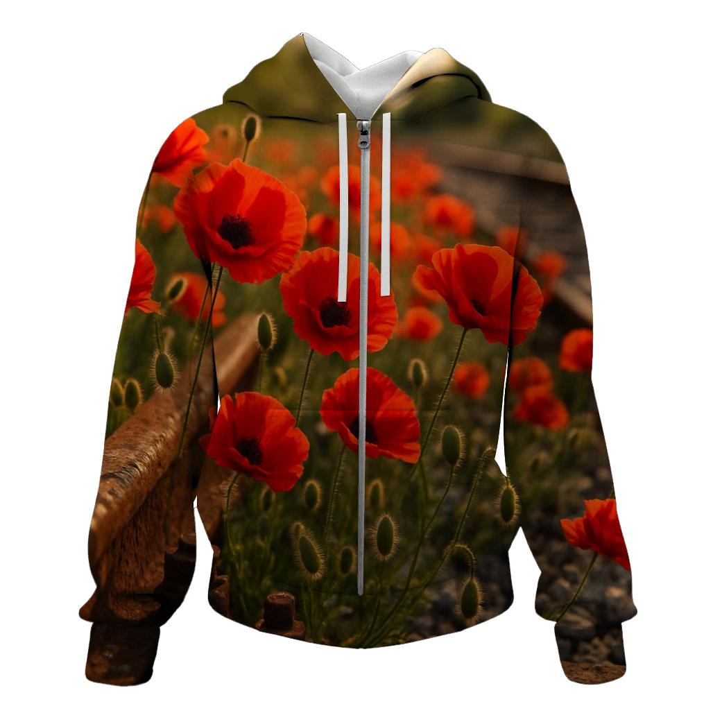Wild Poppies Along Abandoned Railway hoodies fashion