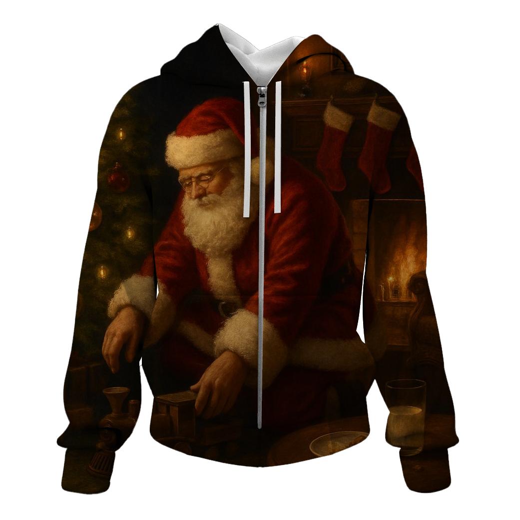 Midnight Santa Visit By The Hearth graphic hoodies