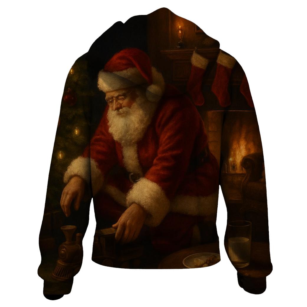 Midnight Santa Visit By The Hearth graphic hoodies