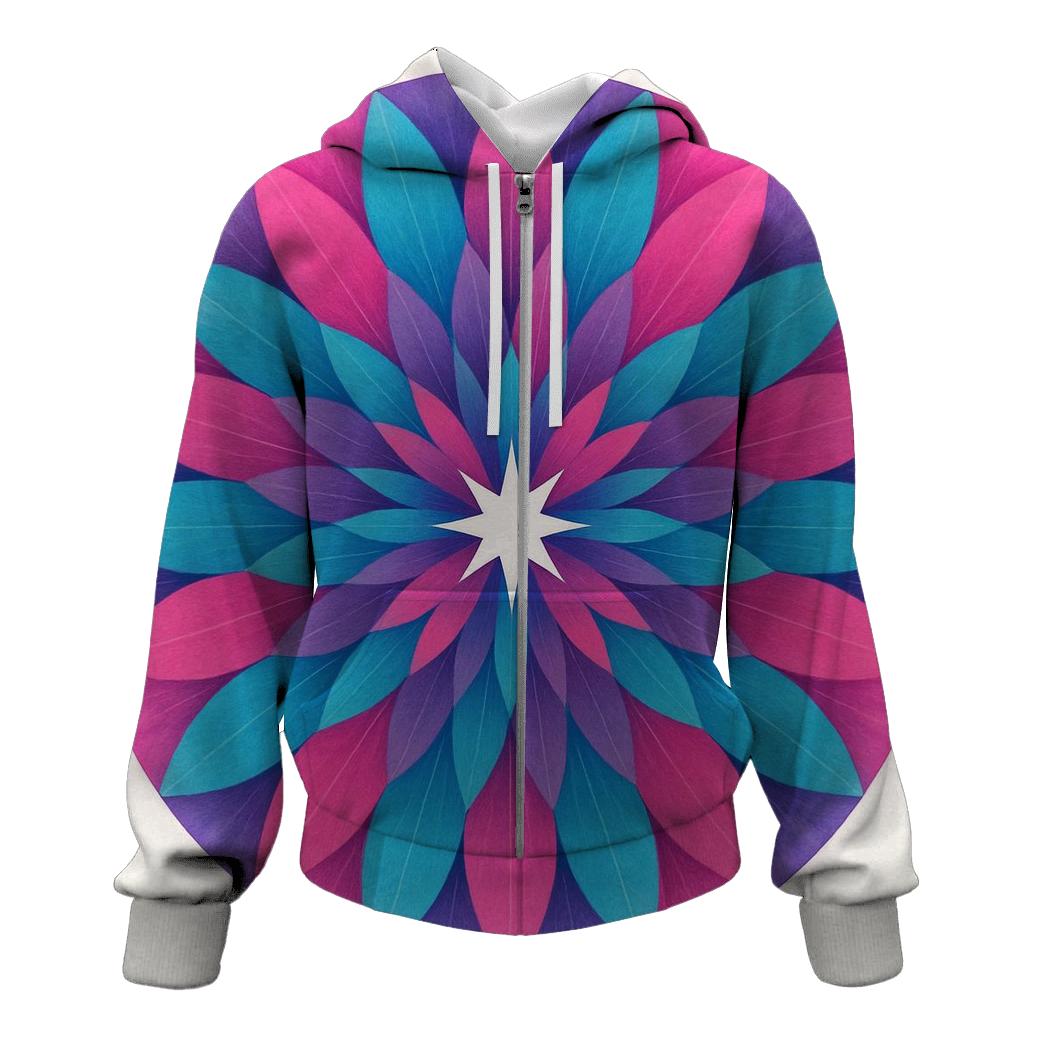 Magenta Cyan Mandala Petals hoodie styles