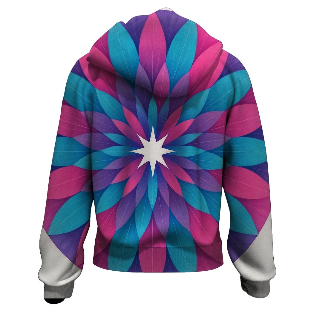 Magenta Cyan Mandala Petals hoodie styles