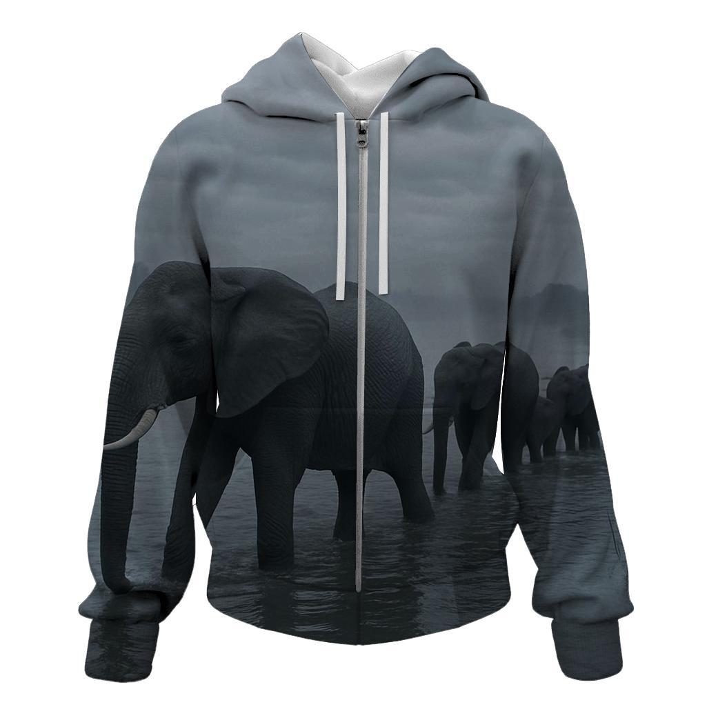Mist Line Elephant Crossing lightweight hoodies